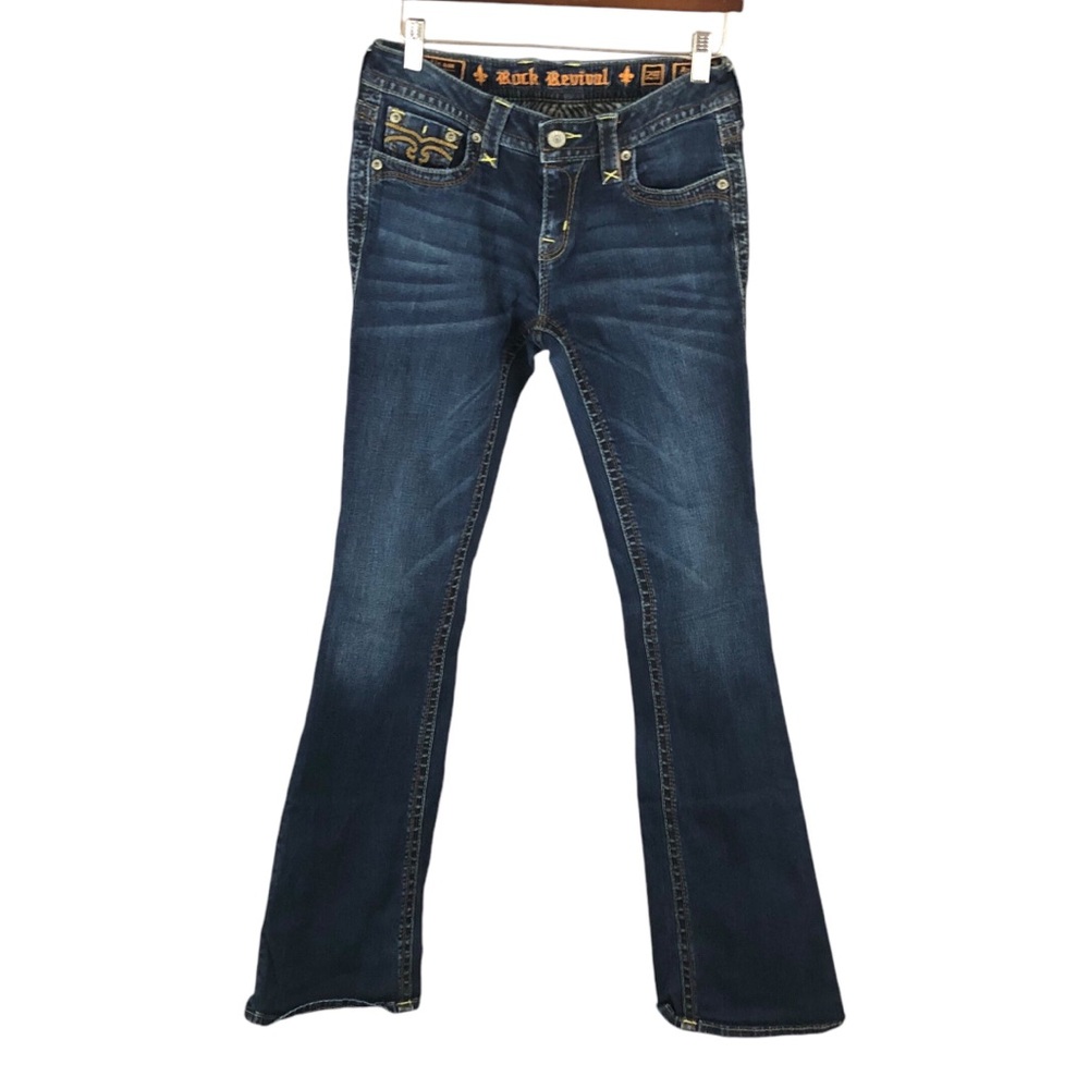 JEANS - Women's Rock Revival Anabela Dark-Wash Skinny Boot-Cut Jeans. Size 29